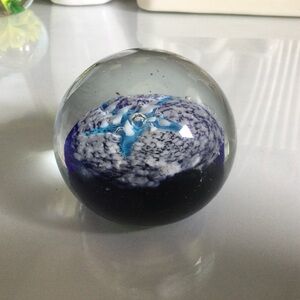 Glass Paperweight With Blue Star